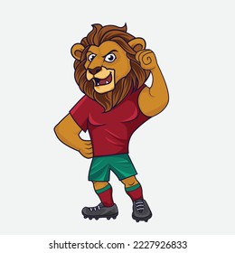 lion vector illustration  soccer player.
