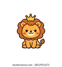 Lion Vector Illustration Sticker. Lion Sticker Collections. Lion. Cute Kawaii Lion. Sticker Collectiion.