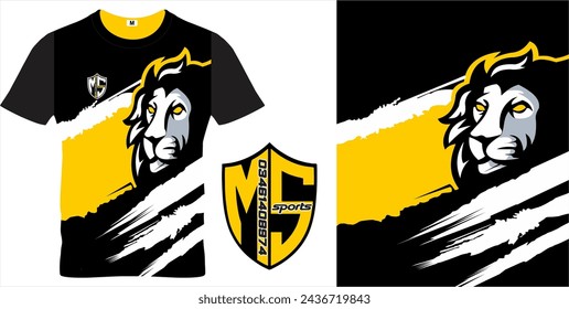 Lion vector jersey pattern design, illustration, textile background for sports t-shirt, football jersey shirt mockup for football club