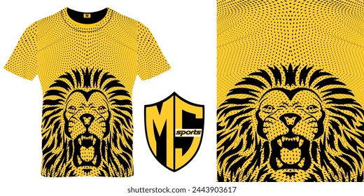 Lion vector jersey pattern design, illustration, textile background for sports t-shirt, football jersey shirt mockup for football club