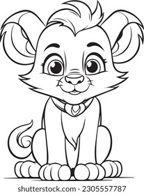 lion: vector line art cartoon style for coloring pages