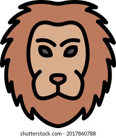 lion vector line colour icon