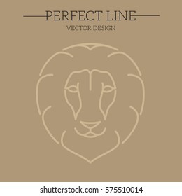 lion vector line, logo, emblem. Contour Design.