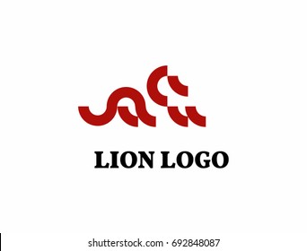A lion vector line, logo, emblem. Contour Design.