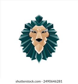 Lion vector logo design with a display concept combining several dark green and brown colors