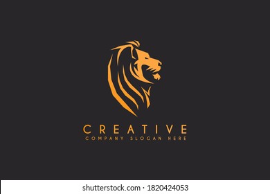 lion vector logo design isolated on black background