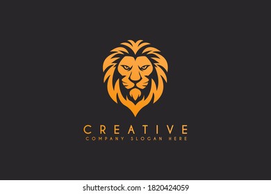 lion vector logo design isolated on black background