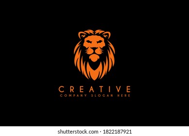 lion vector logo design isolated on black background