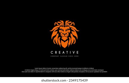lion vector logo design isolated on black background