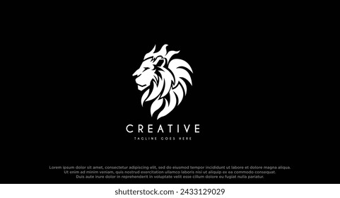 lion vector logo design isolated on black background