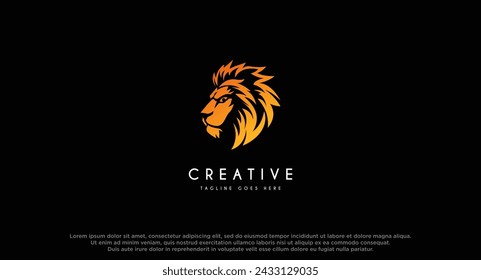 lion vector logo design isolated on black background