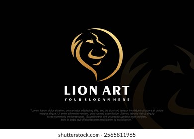 lion vector logo design isolated on black background . vector illustration