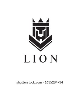Lion vector logo. Lion emblem. Lion icon (sign, symbol, illustration). Lion head badge