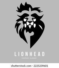 lion vector logo, emblem retro drawing of a lion head
