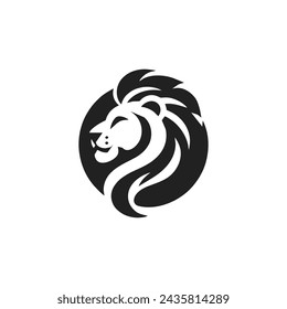 Lion vector logo, illustration of a black and white lion logo on a white background.