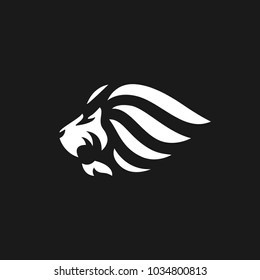 Lion vector logo on black background. Lion emblem illustration isolated sign symbol