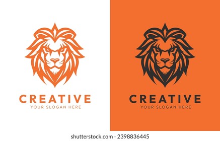 Lion Vector Logo, Lion Silhouette, Lion face illustration, business logo