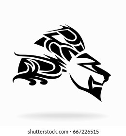 Lion, vector, on white background, tribal