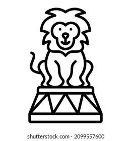 Lion Vector Outline Icon Isolated On White Background
