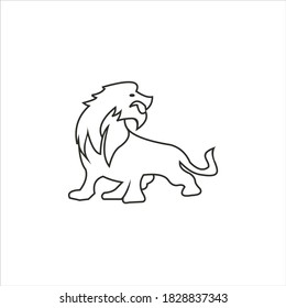 logo de león con contorno negro sobre fondo blanco