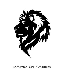 Lion vector profile. Monochrome illustration of lion for vinyl cutting svg