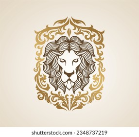 lion vector with royal oranment style. Luxury artwork with separated layers easy to edit.