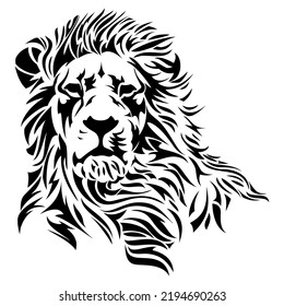 Lion vector, silhouette vector, isolated illustration abstract pattern on white background, tattoo tribal vector design, simple logo on white background