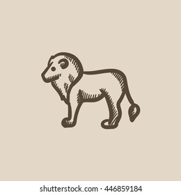 Lion vector sketch icon isolated on background. Hand drawn Lion icon. Lion sketch icon for infographic, website or app.