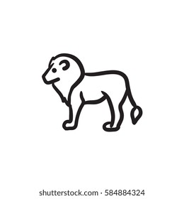 Lion vector sketch icon isolated on background. Hand drawn Lion icon. Lion sketch icon for infographic, website or app.