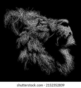 Ilustración de boceto vectorial de león, arte garabato