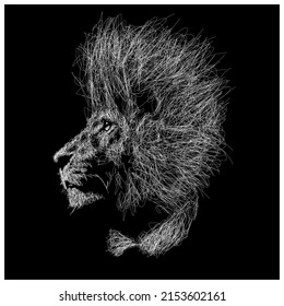 Lion vector sketch illustration, scribble art