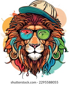 Lion Vector and T Shirt Design - A Majestic Lion in Profile - Lion Forest King - King of the jungles - Lion Cartoon Design