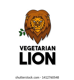Lion vegetarian character vector logo, lion head logo character