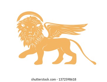 The Lion of Venice isolated. Winged Lion of Saint Mark as a symbol of Venice vector illustration.