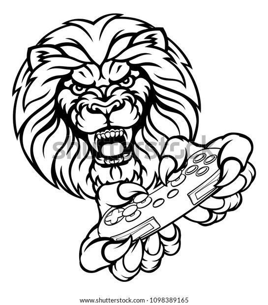 Lion Video Game Player Online Gamer Stock Vector Royalty Free 1098389165