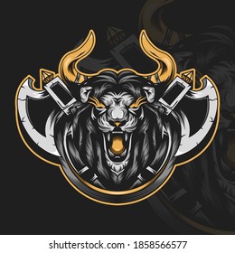 lion Viking, suitable for online gaming esport logo.