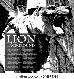 lion vintage illustration. Ancient engraving