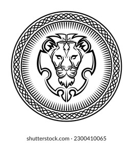 lion vintage logo line art