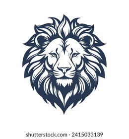 lion vintage logo line art concept black and white color hand drawn isolated