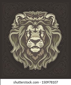 Lion With Vintage Pattern