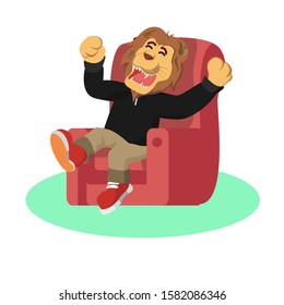 lion wakeup frome the sofa vector illustration