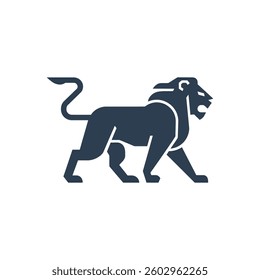Lion Walking Icon On White Background