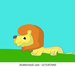 Lion Walking In The Meadows Animal Vector Illustration