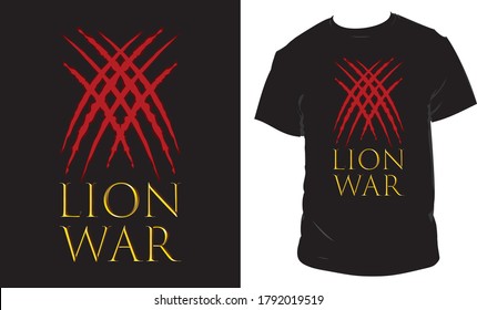 Lion war t-shirt design vector art and illustration