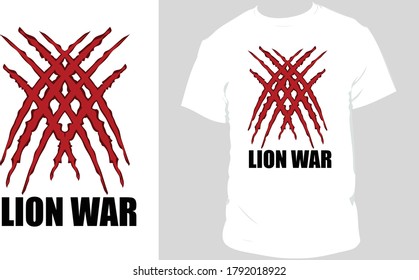 Lion war white t-shirt design vector art and illustration