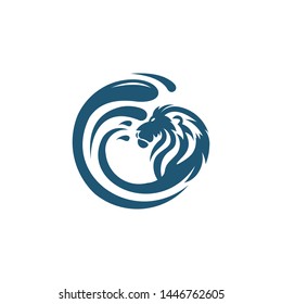 lion and water logo template