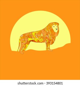 Lion waves in sunset