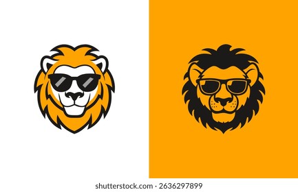 Lion wearing sun glass symbol head logo design