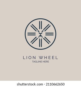 lion wheel circle logo template design for brand or company and other