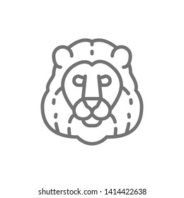 Lion, wild cat head line icon.